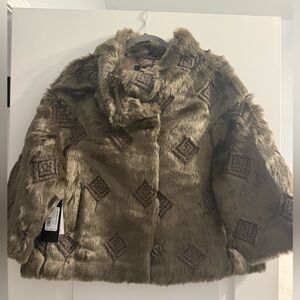 Marciano Luna Faux Fur Jacket in Bisquit